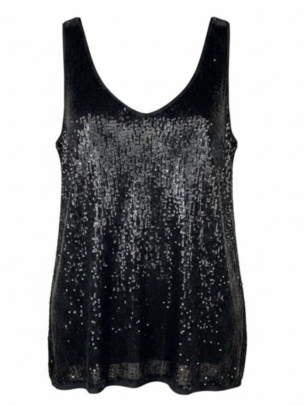 Cache' NWT Women's Black Bugle Bead Sleeveless Evening Top, Size Large